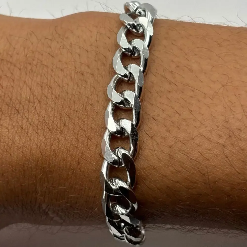 Silver Cuban Link Chain Men's Bracelet